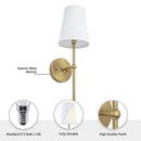 Finley 1-Light Satin Gold Dimmable Bathroom Wall Sconce by Parrot Uncle