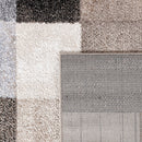 Modern Living Room Rug Fiesta Patchwork Look in Beige and Grey