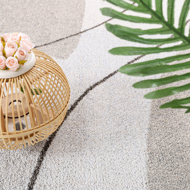 Area Rug Fiesta with Abstract Artistic Pattern in Beige and Grey