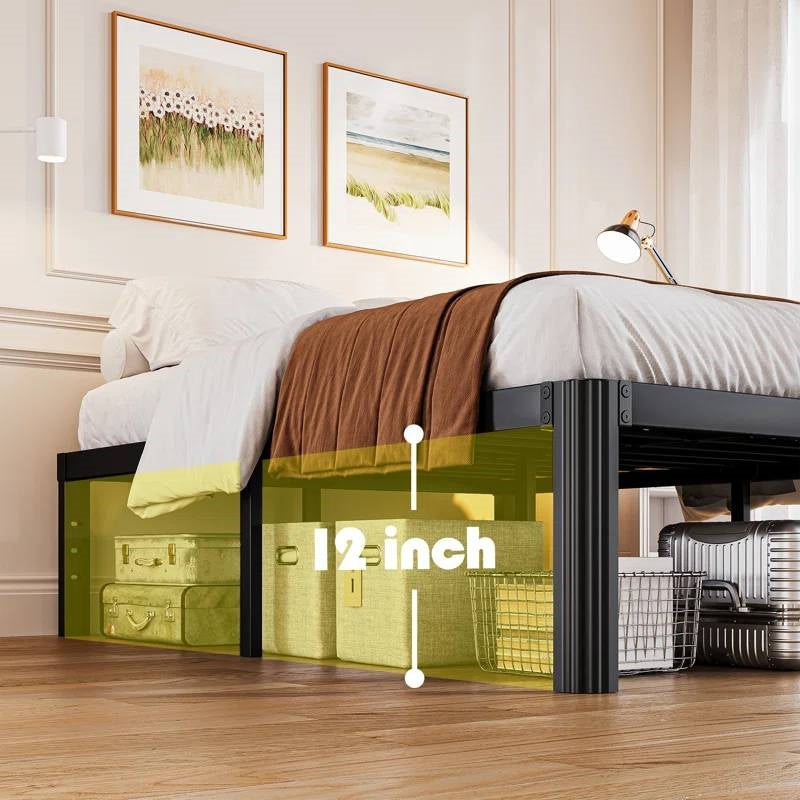 Full size Heavy Duty Metal Bed Frame Platform with Round Edge Legs, photo 3 of 5