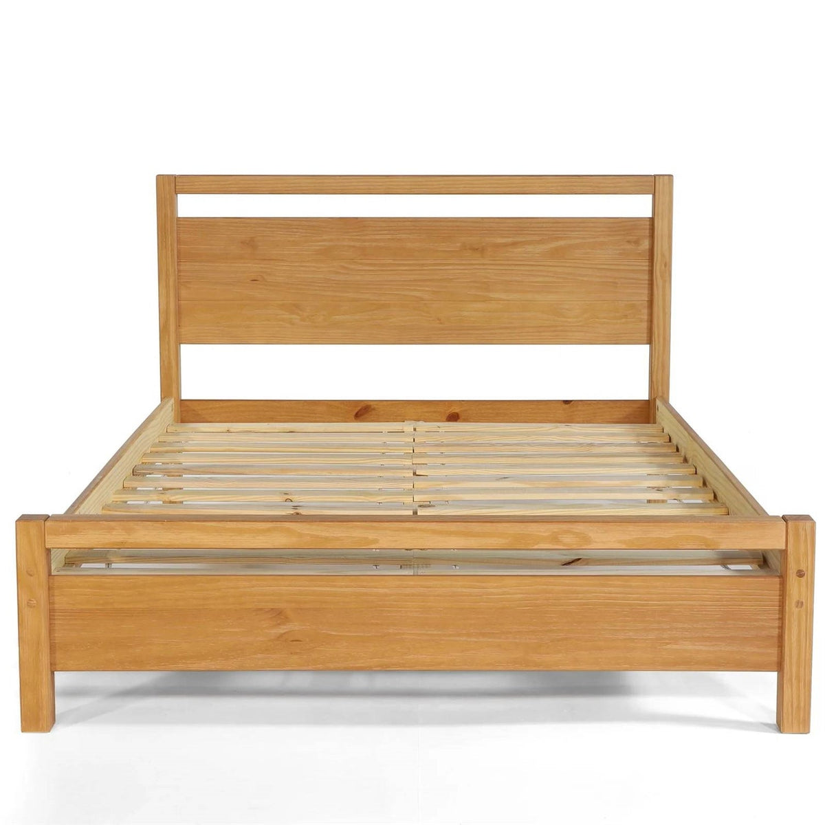 Full size Farmhouse Solid Wood Platform Bed Frame with Headboard Footboard, photo 4 of 5