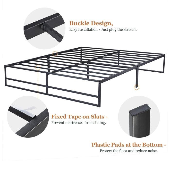 Full Size Black Metal Platform Bed Frame with Under-Bed Storage Space, photo 5 of 5