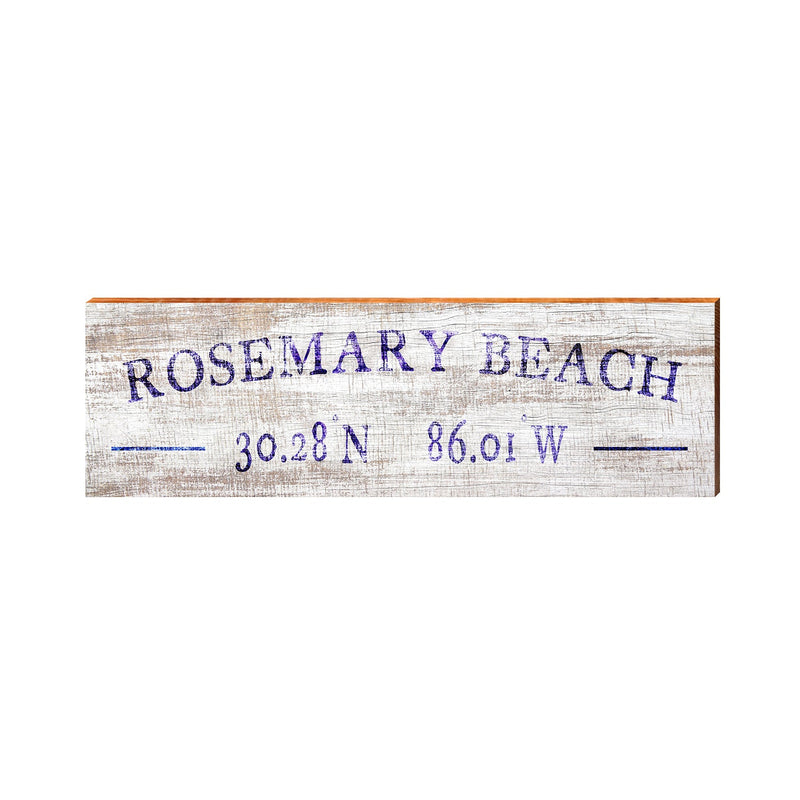 Rosemary Beach Navy Coastal White Latitude Longitude | Real Wood Wall Art Print