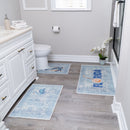 US States Florida Design 3 Piece Bathroom Rugs Set |Silver