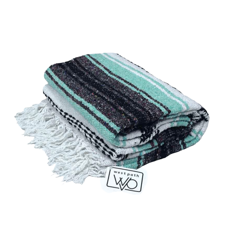 Mint & Grey Mexican Falsa Yoga Blanket