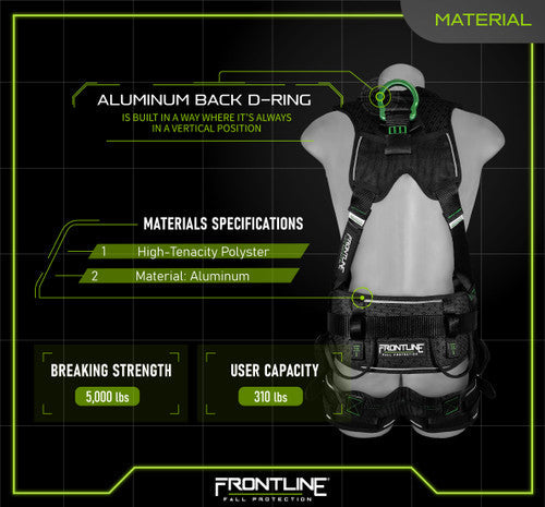 Frontline 250CTB Elite Construction Harness Aluminum Hardware and Suspension Trauma Straps M/L