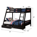 Solid Wood Twin / Full Bunk Bed with Reversible Angled Ladder and Underbed Drawers