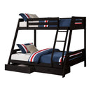 Solid Wood Twin / Full Bunk Bed with Reversible Angled Ladder and Underbed Drawers
