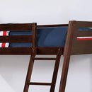 Solid Wood Twin / Full Bunk Bed with Reversible Angled Ladder and Underbed Drawers