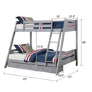 Solid Wood Twin / Full Bunk Bed with Reversible Angled Ladder and Underbed Drawers