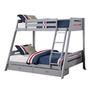 Solid Wood Twin / Full Bunk Bed with Reversible Angled Ladder and Underbed Drawers