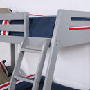 Solid Wood Twin / Full Bunk Bed with Reversible Angled Ladder and Underbed Drawers