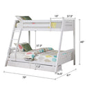 Solid Wood Twin / Full Bunk Bed with Reversible Angled Ladder and Underbed Drawers
