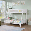 Solid Wood Twin / Full Bunk Bed with Reversible Angled Ladder and Underbed Drawers