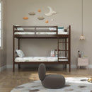 Transitional Solid Hardwood Twin over Twin Bunk Bed, Patented Insert & Lock Joint for Extra Safety for Kids