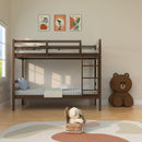 Transitional Solid Hardwood Twin over Twin Bunk Bed, Patented Insert & Lock Joint for Extra Safety for Kids