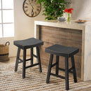 Set of 2 Farmhouse Solid Wood Bar Stools - Backless Saddle Seat Counter Height Chairs for Kitchen Island, Breakfast Nook & Home Office