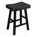 Set of 2 Farmhouse Solid Wood Bar Stools - Backless Saddle Seat Counter Height Chairs for Kitchen Island, Breakfast Nook & Home Office
