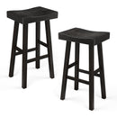 Set of 2 Farmhouse Solid Wood Bar Stools - Backless Saddle Seat Counter Height Chairs for Kitchen Island, Breakfast Nook & Home Office