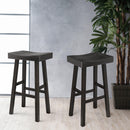 Set of 2 Farmhouse Solid Wood Bar Stools - Backless Saddle Seat Counter Height Chairs for Kitchen Island, Breakfast Nook & Home Office