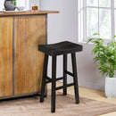 Set of 2 Farmhouse Solid Wood Bar Stools - Backless Saddle Seat Counter Height Chairs for Kitchen Island, Breakfast Nook & Home Office