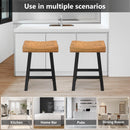 Set of 2 Farmhouse Solid Wood Bar Stools - Backless Saddle Seat Counter Height Chairs for Kitchen Island, Breakfast Nook & Home Office