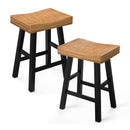Set of 2 Farmhouse Solid Wood Bar Stools - Backless Saddle Seat Counter Height Chairs for Kitchen Island, Breakfast Nook & Home Office