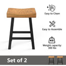 Set of 2 Farmhouse Solid Wood Bar Stools - Backless Saddle Seat Counter Height Chairs for Kitchen Island, Breakfast Nook & Home Office