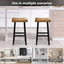 Set of 2 Farmhouse Solid Wood Bar Stools - Backless Saddle Seat Counter Height Chairs for Kitchen Island, Breakfast Nook & Home Office