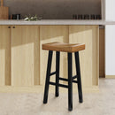Set of 2 Farmhouse Solid Wood Bar Stools - Backless Saddle Seat Counter Height Chairs for Kitchen Island, Breakfast Nook & Home Office