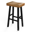 Set of 2 Farmhouse Solid Wood Bar Stools - Backless Saddle Seat Counter Height Chairs for Kitchen Island, Breakfast Nook & Home Office
