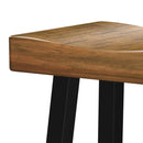 Set of 2 Farmhouse Solid Wood Bar Stools - Backless Saddle Seat Counter Height Chairs for Kitchen Island, Breakfast Nook & Home Office