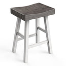 Set of 2 Farmhouse Solid Wood Bar Stools - Backless Saddle Seat Counter Height Chairs for Kitchen Island, Breakfast Nook & Home Office