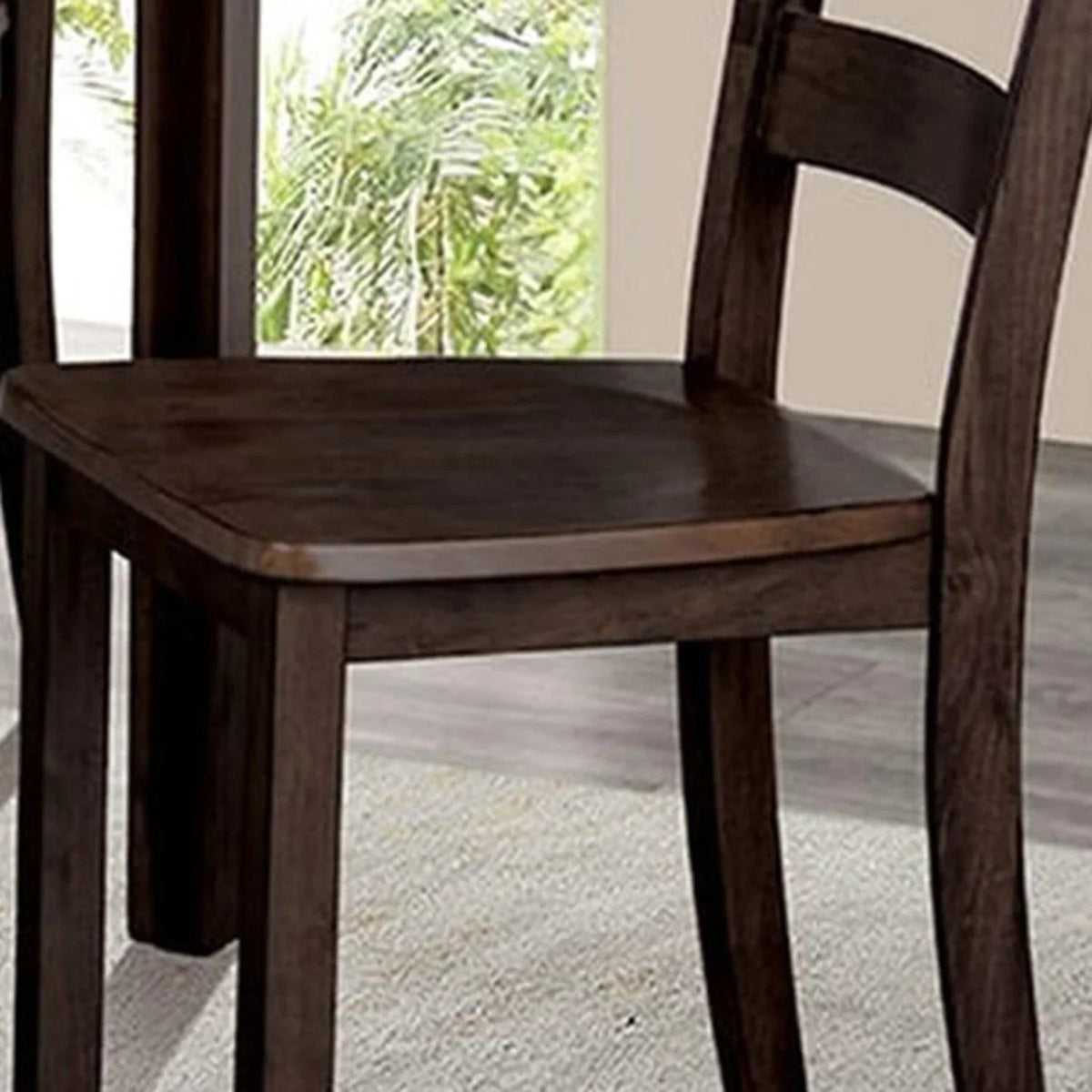 30"H Solid Rubberwood 5-Piece Dining Table Set with Slat Back Chairs, photo 9 of 10