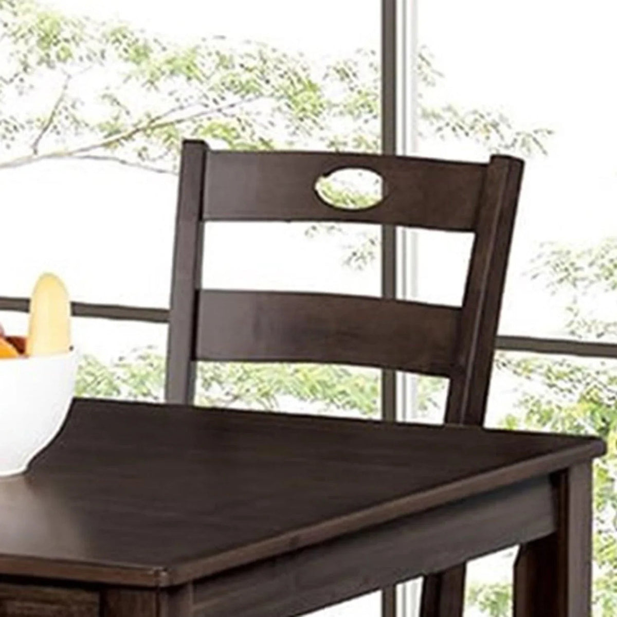 30"H Solid Rubberwood 5-Piece Dining Table Set with Slat Back Chairs, photo 10 of 10