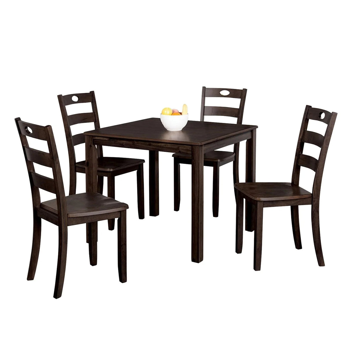 30"H Solid Rubberwood 5-Piece Dining Table Set with Slat Back Chairs, photo 8 of 10