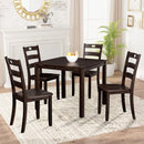 30"H Solid Rubberwood 5-Piece Dining Table Set with Slat Back Chairs