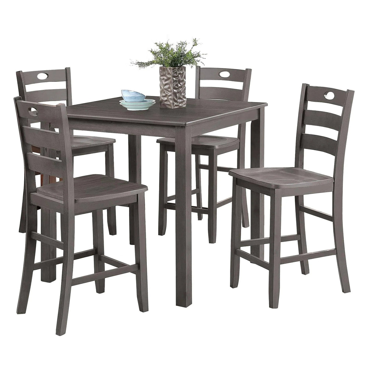 36"H Solid Rubberwood and Wood Veneer 5-Piece Counter Ht. Table Set, photo 9 of 15