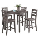 36"H Solid Rubberwood and Wood Veneer 5-Piece Counter Ht. Table Set