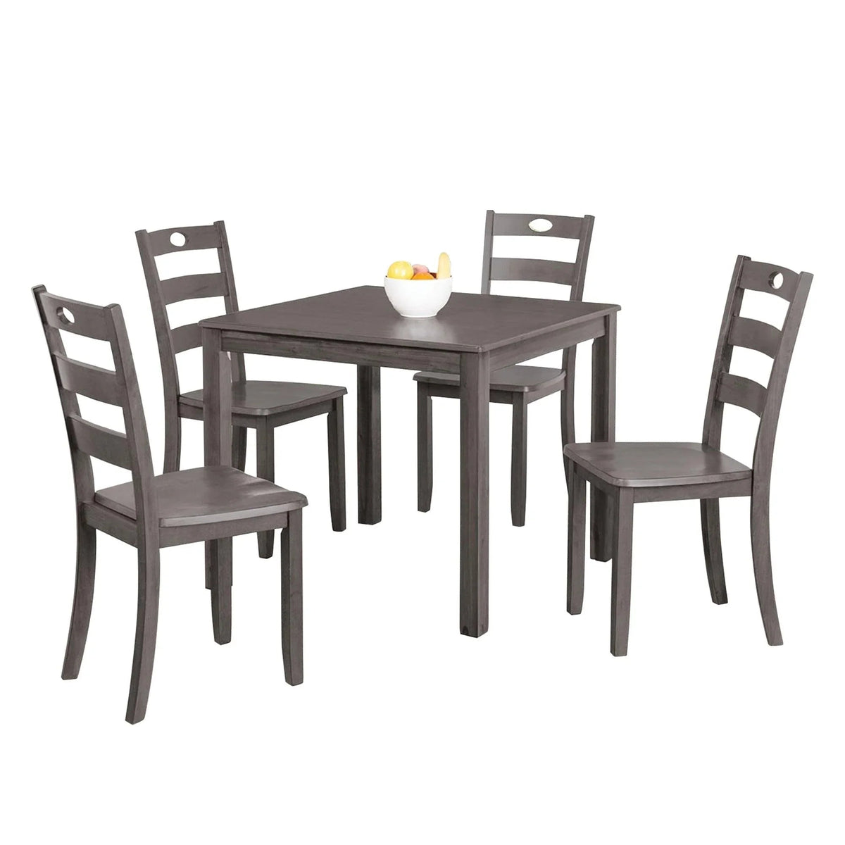 30"H Solid Rubberwood 5-Piece Dining Table Set with Slat Back Chairs, photo 4 of 10