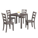 30"H Solid Rubberwood 5-Piece Dining Table Set with Slat Back Chairs