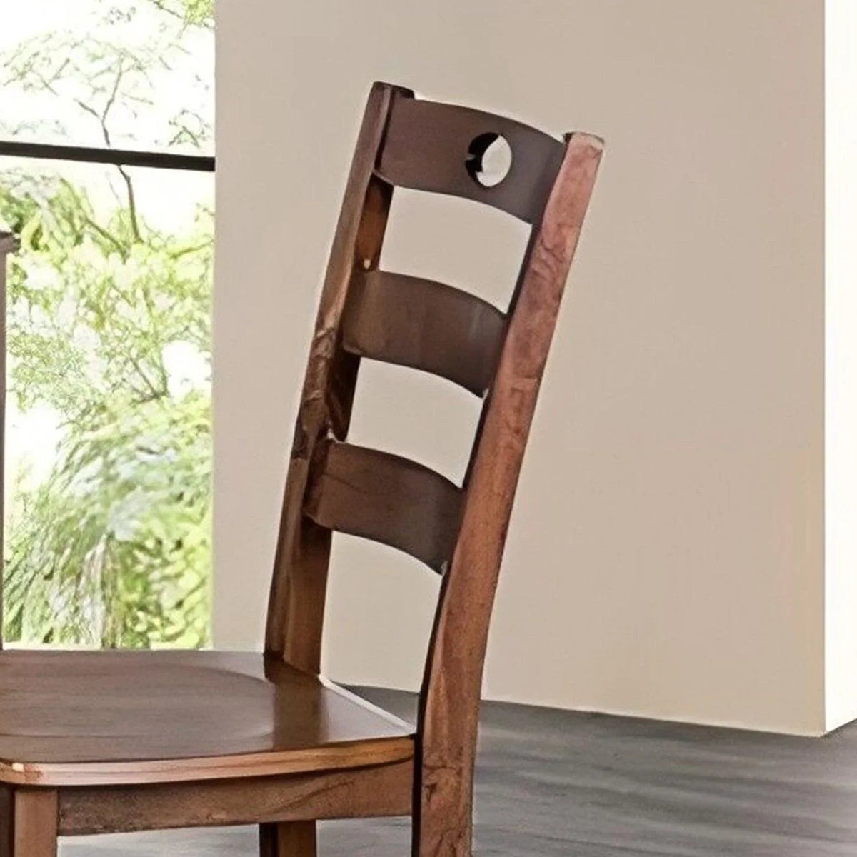 30"H Solid Rubberwood 5-Piece Dining Table Set with Slat Back Chairs, photo 3 of 10