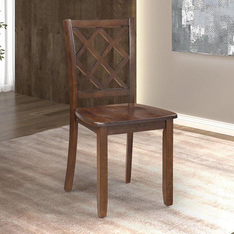 48"W Solid Rubberwood 5-Piece Dining Table Set with Diamond Chair Back