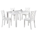 48"W Solid Rubberwood 5-Piece Dining Table Set with Diamond Chair Back