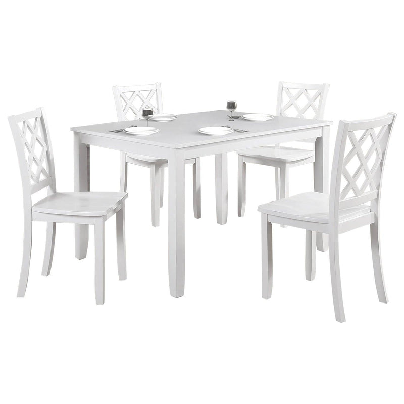 48"W Solid Rubberwood 5-Piece Dining Table Set with Diamond Chair Back