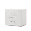 Stoholm Modern White Nightstand with 2-Drawer and Chrome Handles by Parrot Uncle