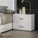 Stoholm Modern White Nightstand with 2-Drawer and Chrome Handles