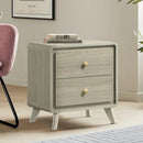 Rainier Modern 25" Gray Wood 2-Drawer Nightstand by Parrot Uncle