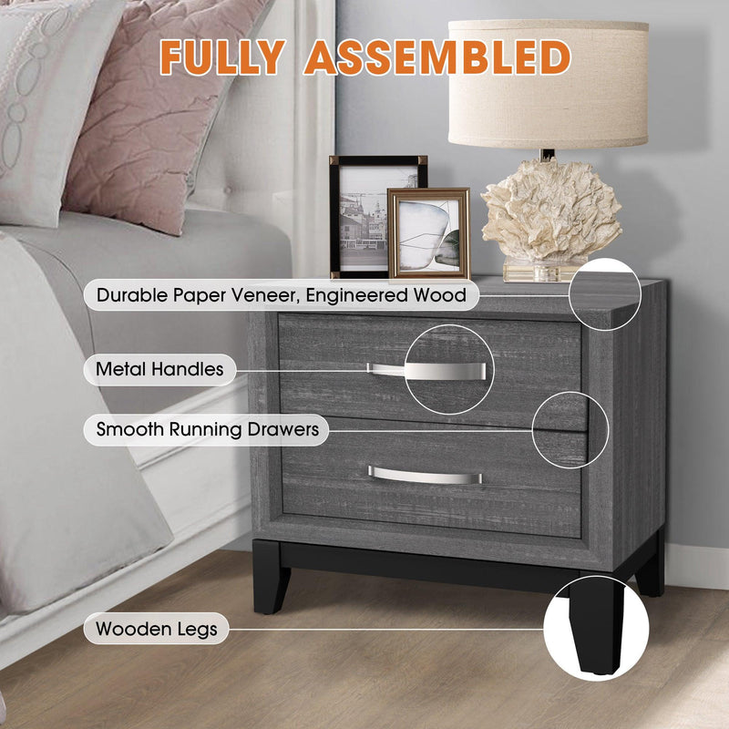 Furniture of America Lucien Modern Wood Nightstand with 2 Drawers