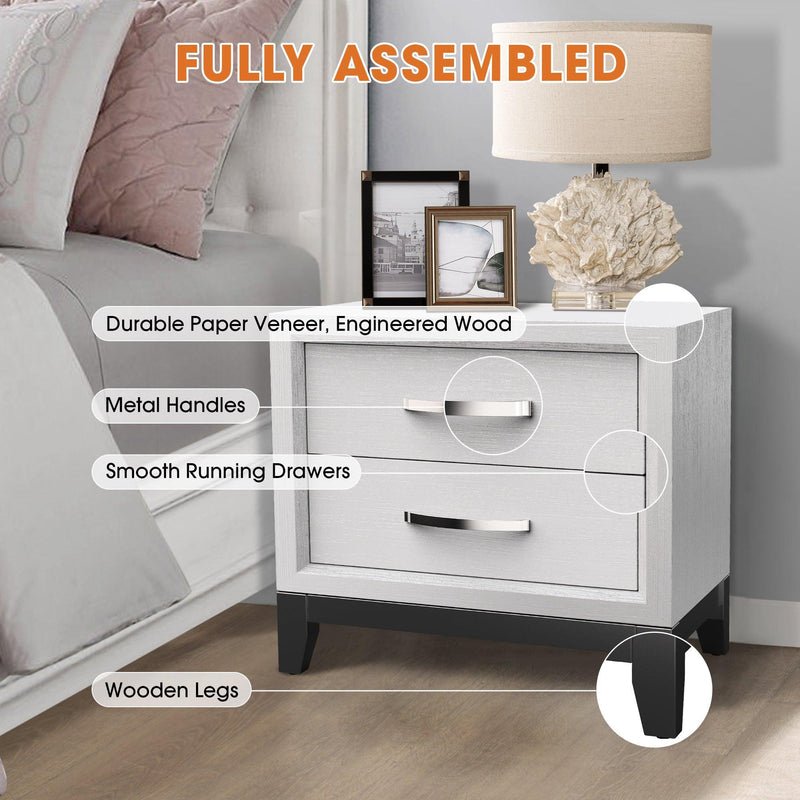 Furniture of America Lucien Modern Wood Nightstand with 2 Drawers